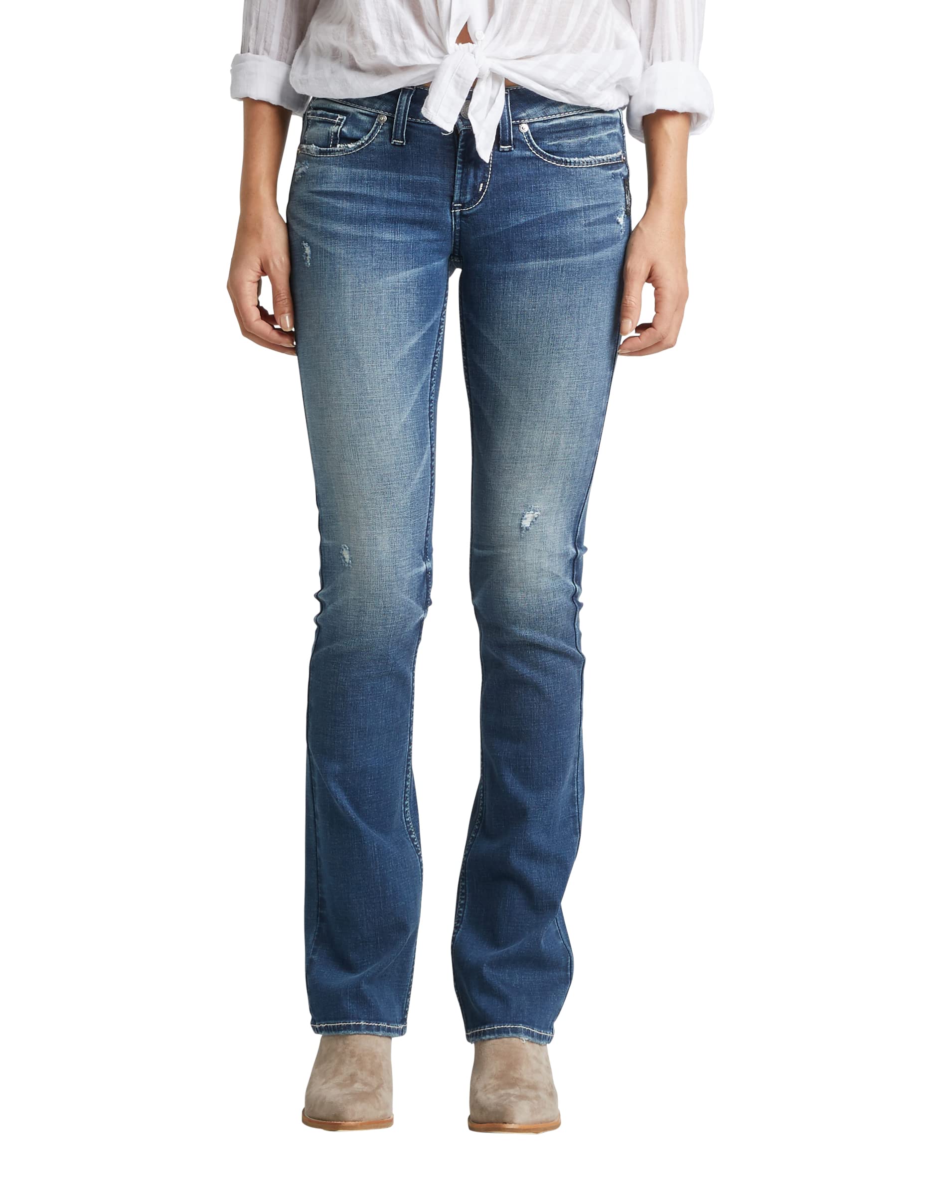 Silver Jeans Co. Women's Tuesday Low-Rise Slim Bootcut Jeans - Stretch Denim Pants for Casual Wear & Night Out | Perfect for Work, Dating & Everyday Fashion