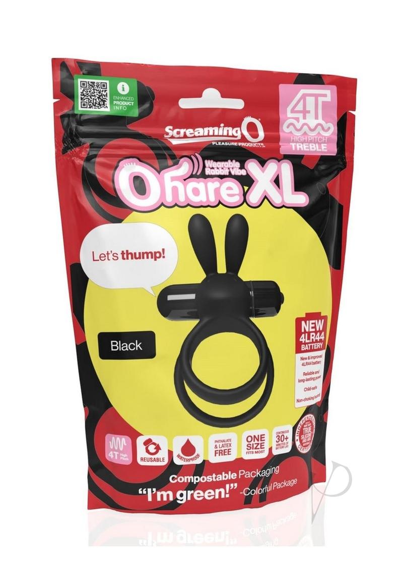 4T Ohare XL Silicone Rabbit Vibrating Cock Ring - Black | Enhanced Pleasure for Couples | Perfect for Foreplay & Spicing Up Your Sex Life