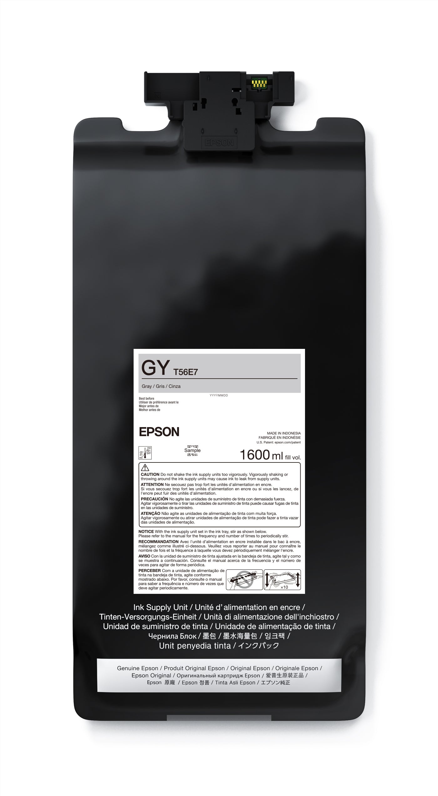 Epson UltraChrome PRO12 Gray Ink Bag 1.6L (P20570 T56E720) - High-Quality Ink Refill for Large Format Printers, Ideal for Professional Printing & Graphic Design Projects