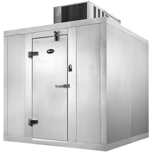 Quick Ship 6' x 6' x 7' Outdoor Walk-In Freezer with Top Mounted Refrigeration - Amerikooler QF060677FBSM - Perfect for Restaurants, Grocery Stores & Commercial Kitchens