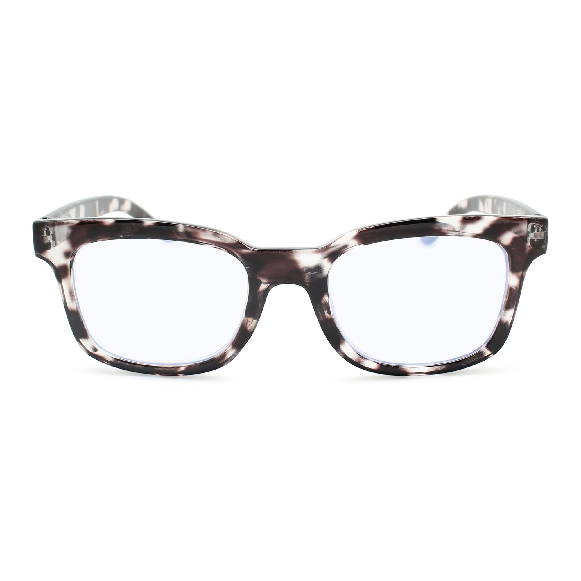 Stylish Grey Leopard Print Blue Light Blocking Glasses for Women - Oversized Square Reading Glasses with 1.0 Magnification - Fashionable Computer & Reading Eyewear for Work, Screen Time & Book Lovers