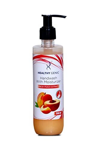 Healthy Genic Peach Scented Liquid Hand Soap - Kills 99.9% Germs, Moisturizes & Softens Hands, 250ml Bottle with Dispenser - Perfect for Home, Office & Travel Use