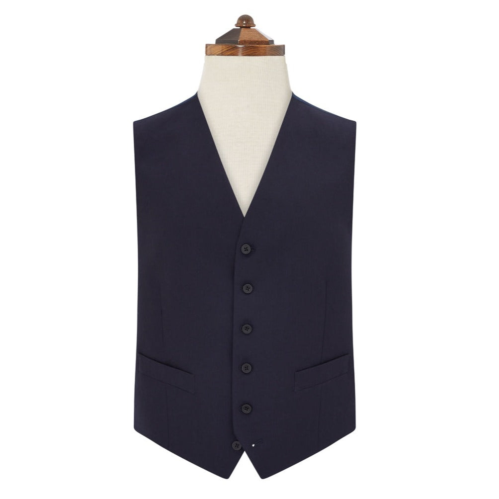 Hyde Navy Wide Herringbone Waistcoat Vest for Men - Formal & Casual Wear | Office, Wedding & Business Attire