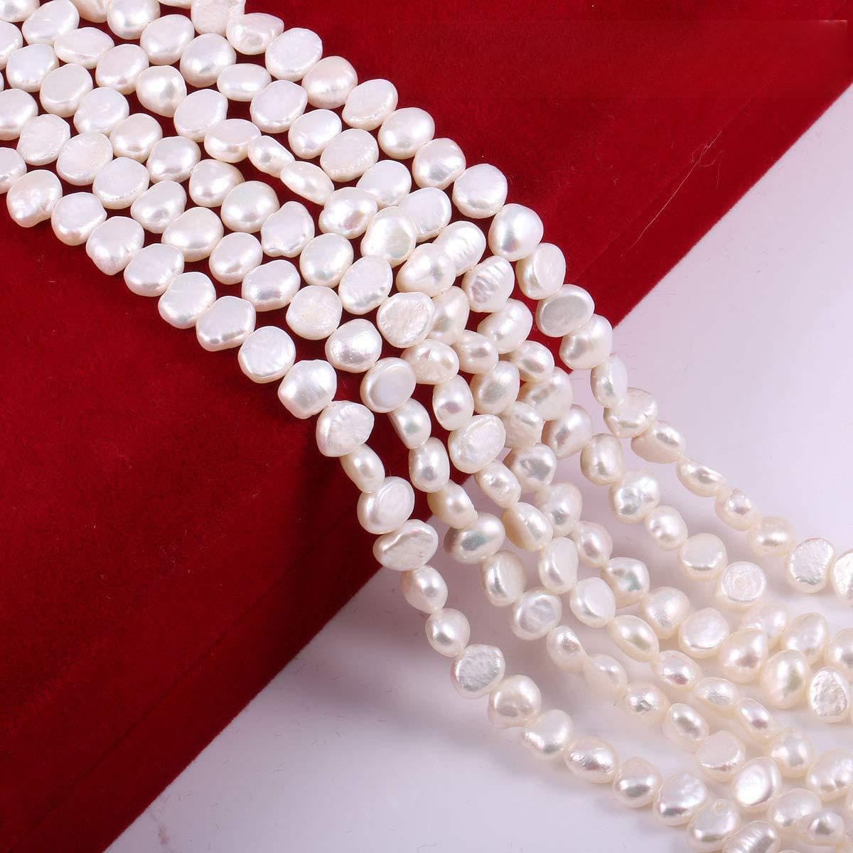Natural Freshwater Pearls 7-8mm Loose Beads for DIY Jewelry Making - 2 Strands (14 Inches) - Perfect for Necklaces, Bracelets & Earrings - Elegant Handmade Jewelry Supplies for Women & Crafters