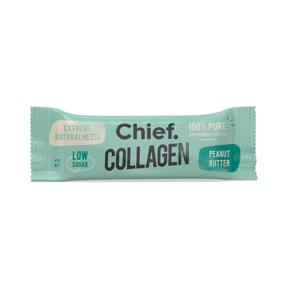 Chief Collagen Protein Bar - Peanut Butter Flavor, 12 Pack (45g Each) | High Protein Snack for Muscle Recovery, Weight Loss & On-the-Go Nutrition | Perfect for Gym, Work & Outdoor Activities