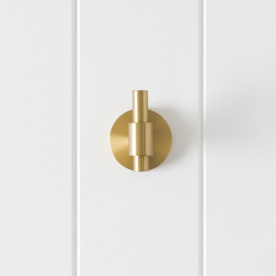 Melbourne Robe Hook Brushed Brass - Elegant Wall Mounted Coat Hook for Bathroom, Bedroom & Entryway Organization