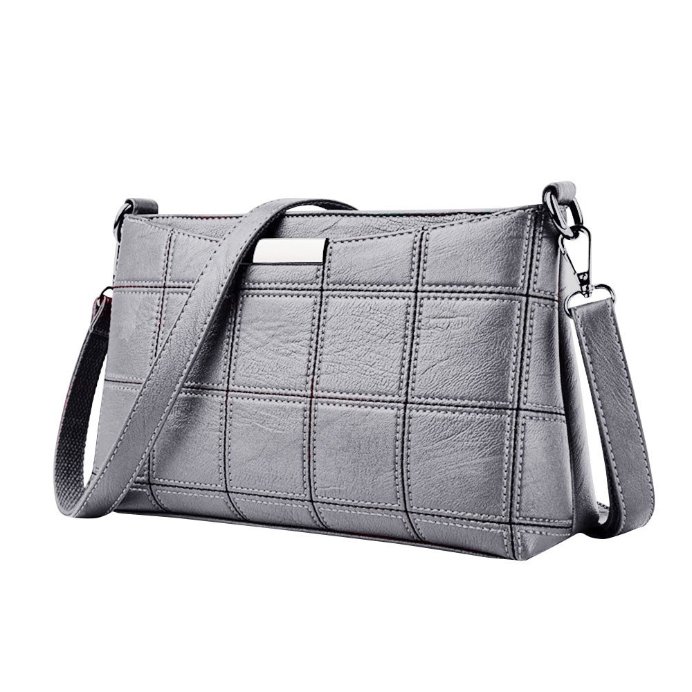 FORUU Genuine Leather Plaid Messenger Bag for Women & Men - Small Square Shoulder Bag - Stylish & Durable Crossbody Purse for Work, Travel & Daily Use