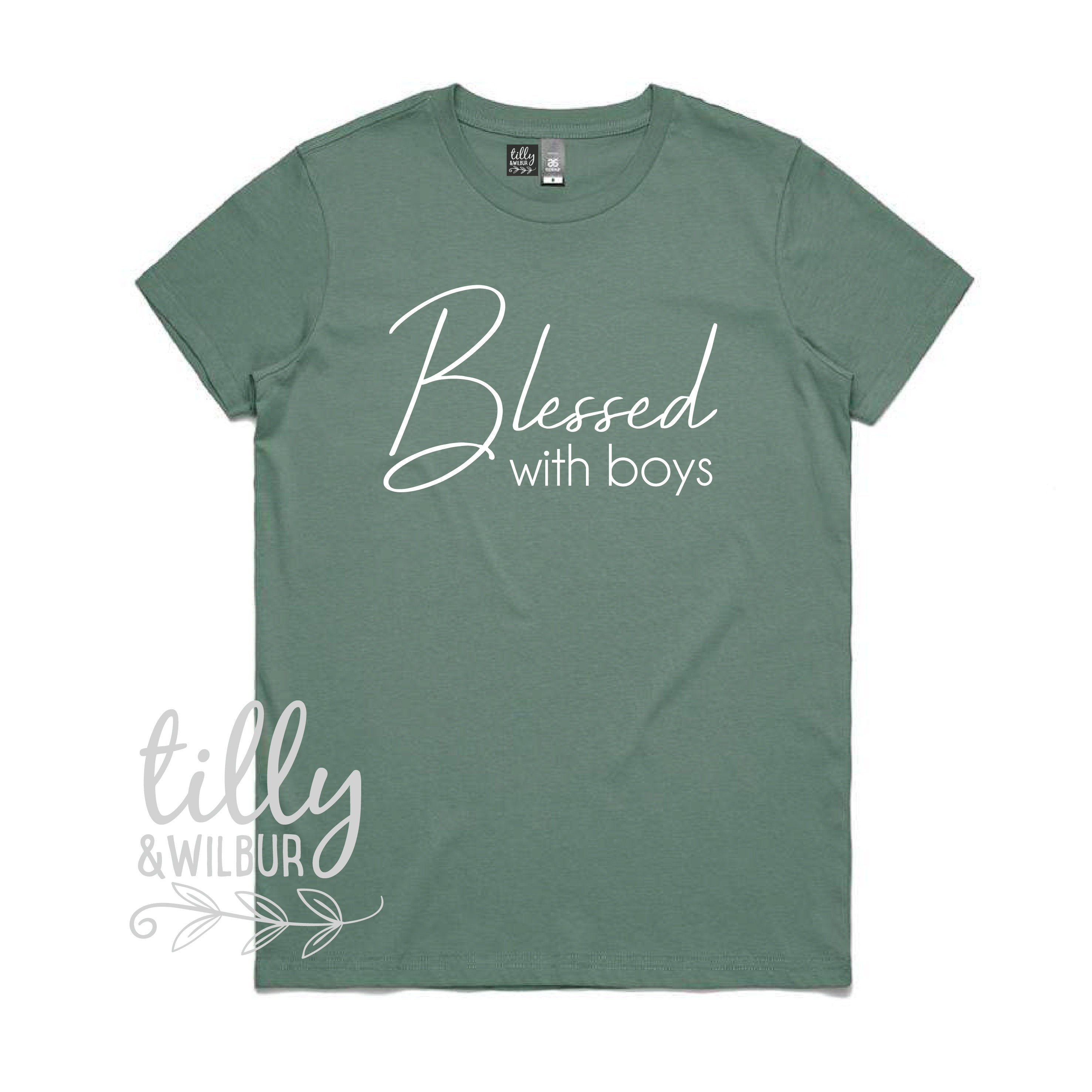 Blessed With Boys Women's T-Shirt - Comfortable Cotton Tee for Moms - Perfect for Mother's Day, Family Photos & Casual Wear