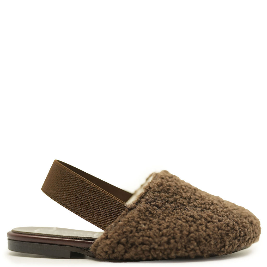 Papanatas Chocolate Brown Shearling Slingback Heels - Cozy Winter Shoes for Women | Perfect for Holiday Parties, Date Nights & Office Wear
