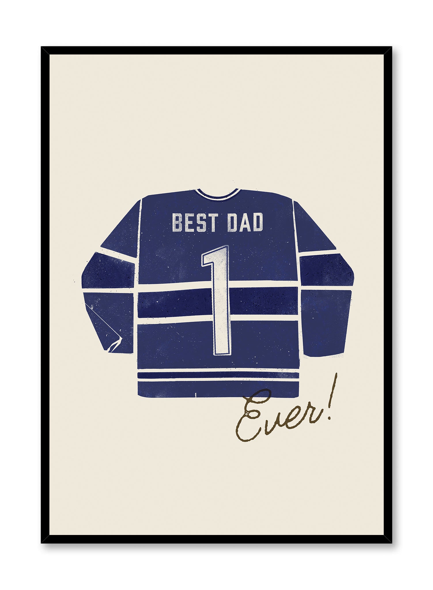 Best Dad Ever Blue and Black Poster - Funny Father's Day Gift for Dad, Wall Art for Home & Office Decor