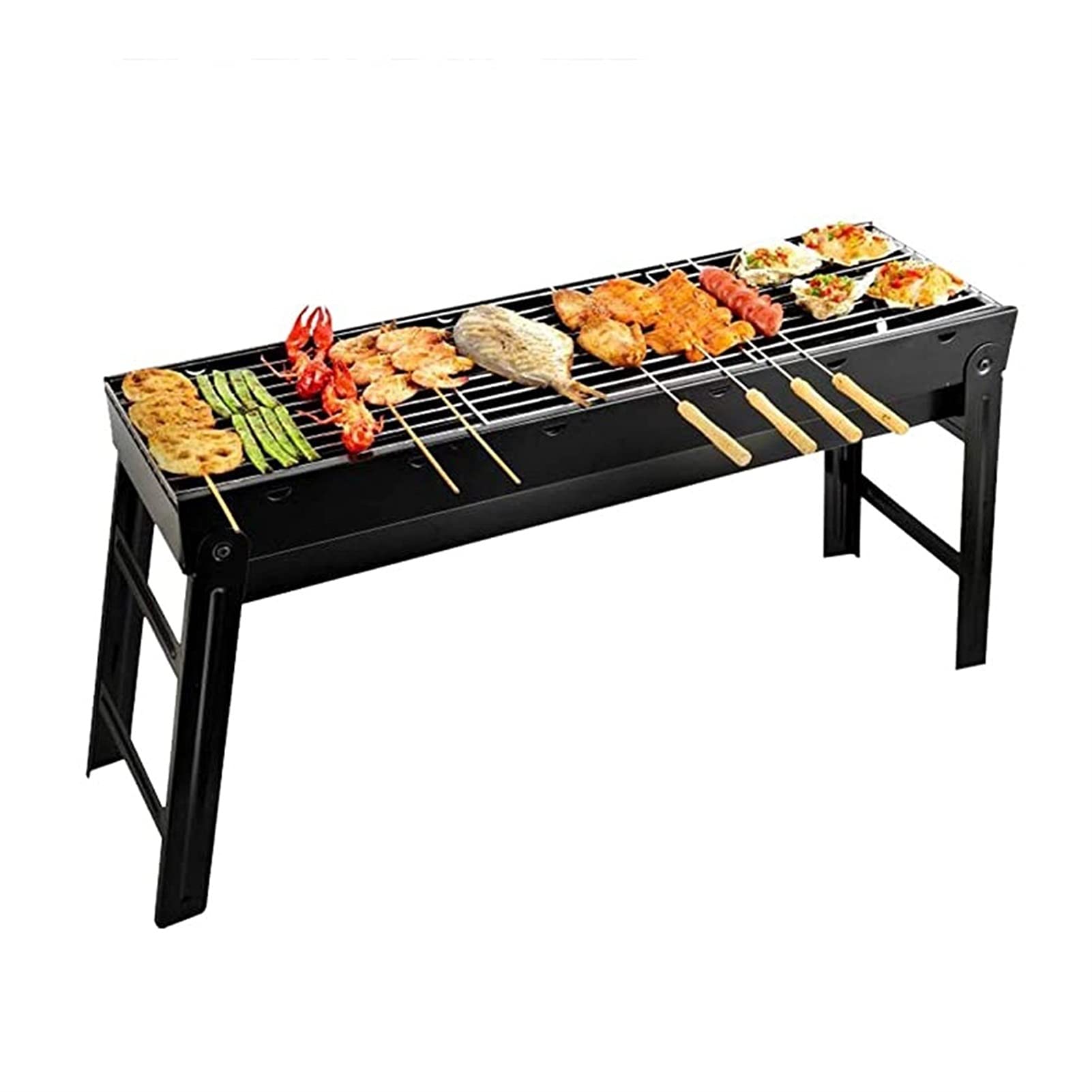 LICHUAN Stainless Steel Outdoor BBQ Grill - Large Portable Garden Smoker Oven for 3-10 People (58x20x37cm) | Perfect for Backyard Parties, Camping & Family Gatherings