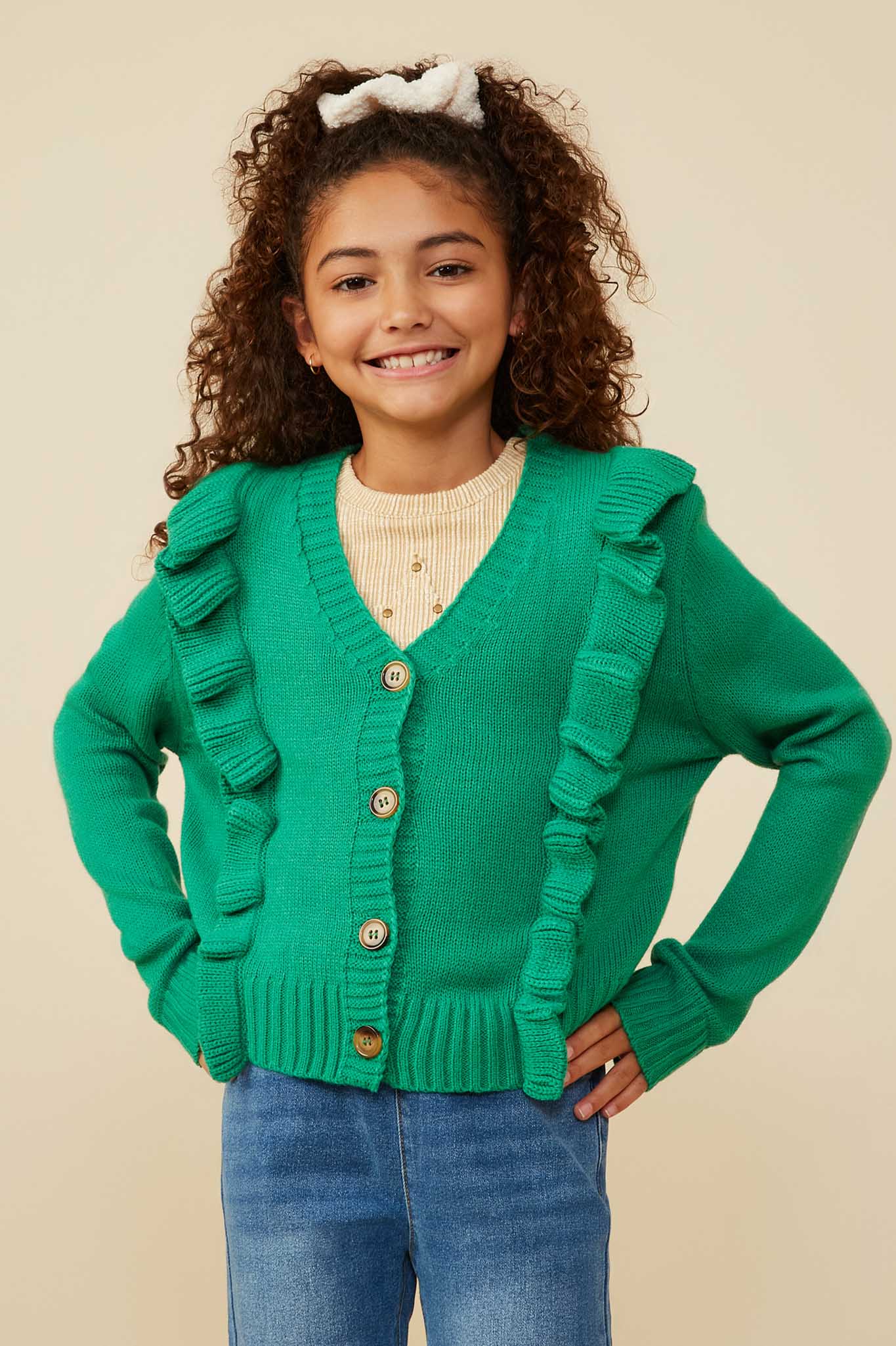 Stylish Ruffle Detail Buttoned Sweater Cardigan for Women - Perfect for Office Wear & Casual Outfits | Cozy Fall & Winter Fashion