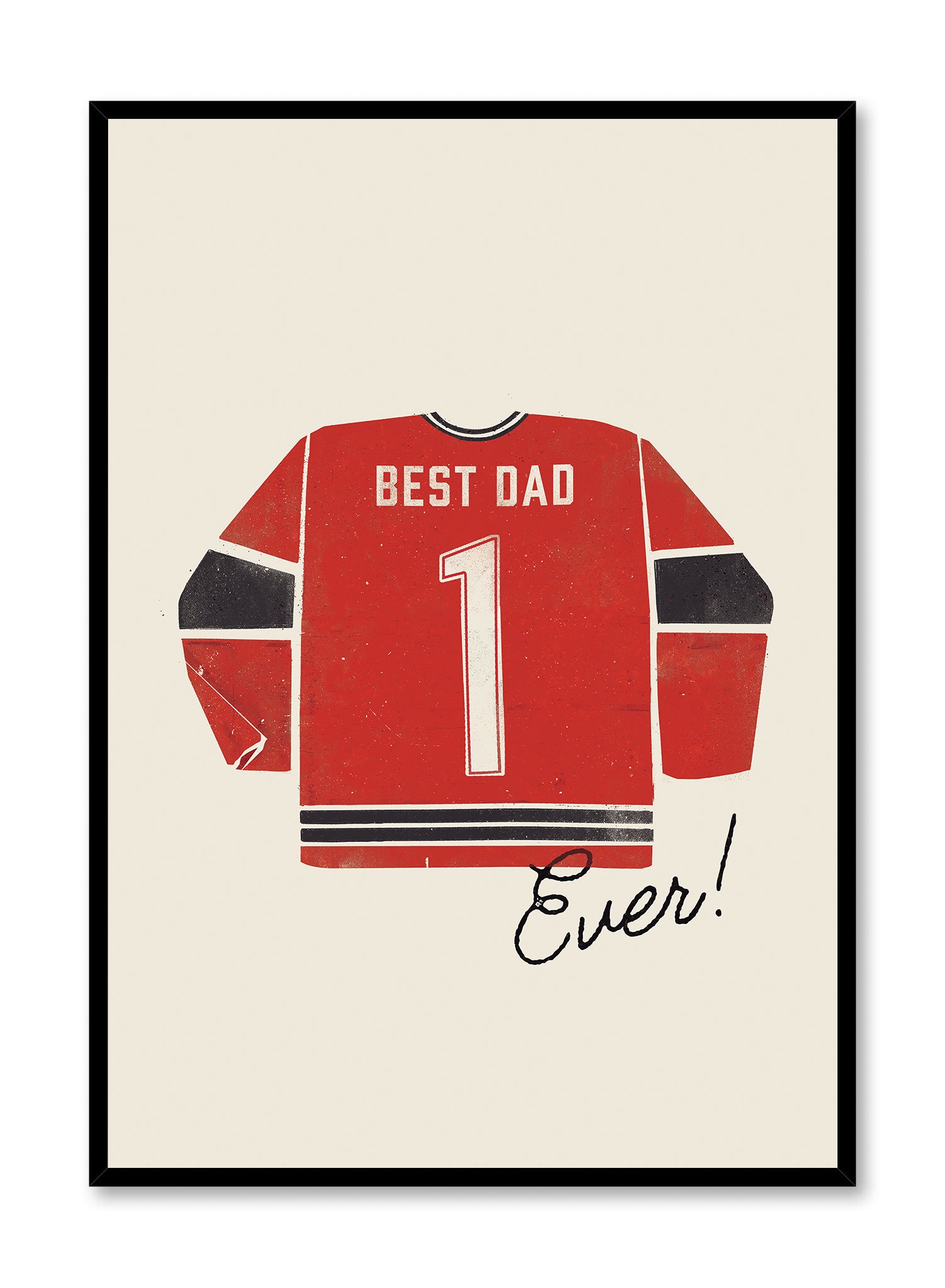 Best Dad Ever Red and Black Poster - Perfect Gift for Father's Day, Birthday & Home Decor