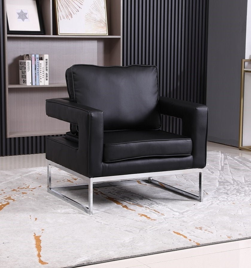 8 Bit Accent Chair - Modern Black Leather Gaming Chair for Living Room, Bedroom & Office - Ergonomic Design for Comfortable Seating & Stylish Decor
