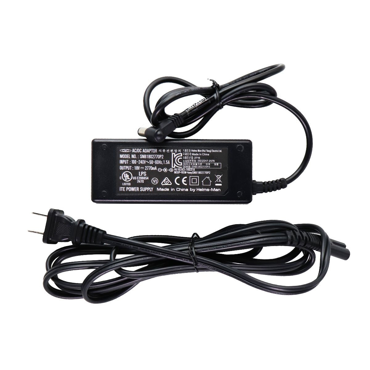 18V 2770mA AC/DC Power Adapter Wall Charger - Universal ITE Power Supply (Black, Model SNB1802770P2) - Perfect for Laptops, Printers & Office Equipment