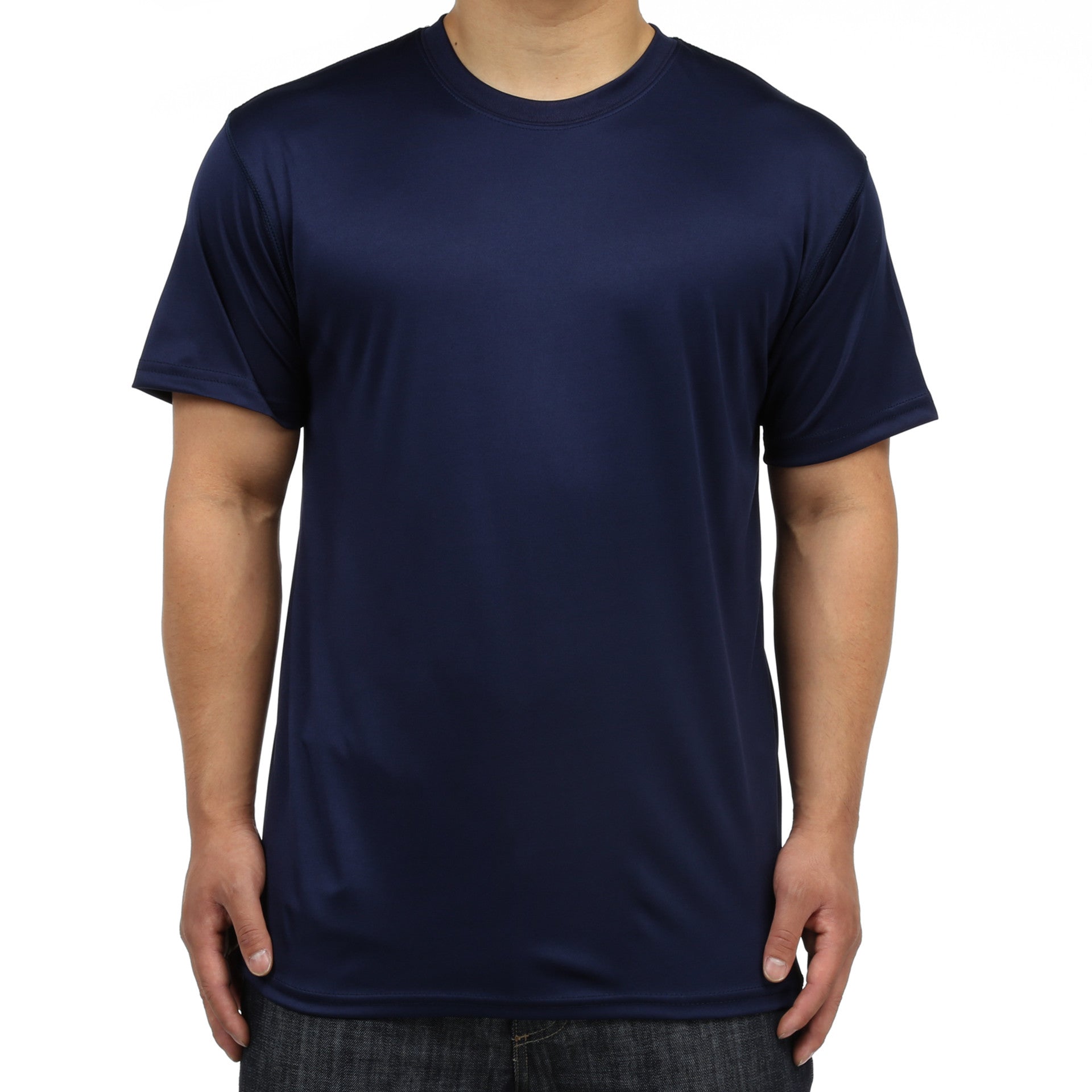 Premium New Star Polyester Crew Neck Short Sleeve T-Shirt for Men - Navy Blue - Soft & Breathable Fabric for Casual Wear, Gym & Everyday Use