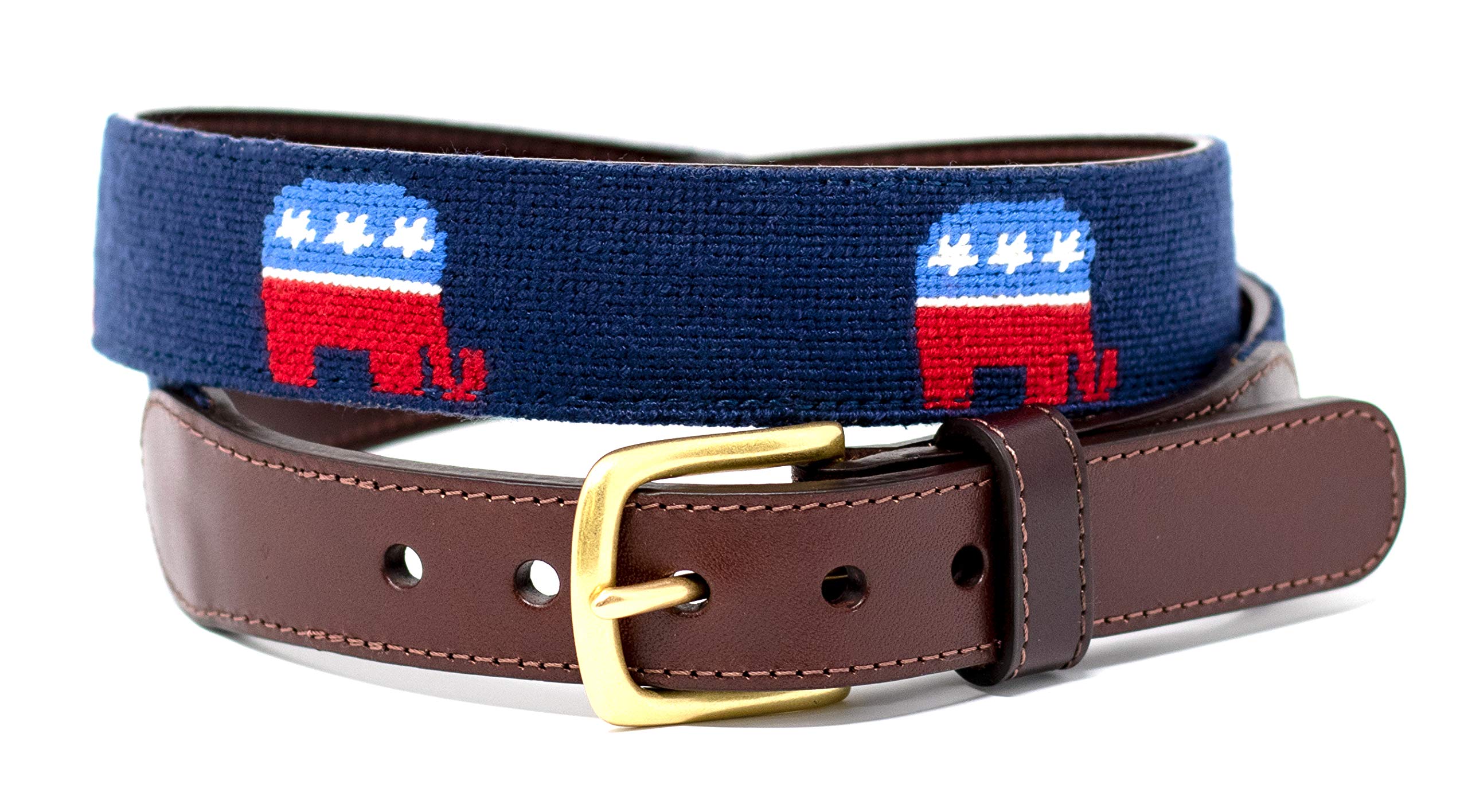 Premium Full Grain Leather Needlepoint Belts for Men - Handcrafted with Cotton Thread & Solid Brass Buckle - Perfect for Business, Casual & Formal Wear