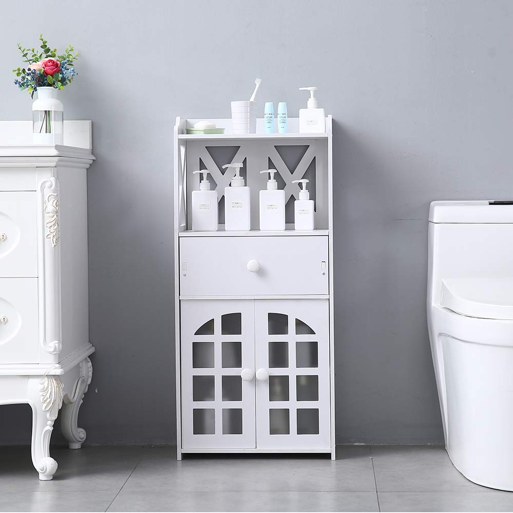 Forart Wooden Bathroom Storage Cabinet - Multifunctional Floor Cabinet for Bathroom, Bedroom, Living Room & Office - Organize Towels, Toiletries & Home Essentials (Ship from USA) - Perfect for Small Space Organization & Stylish Home Decor