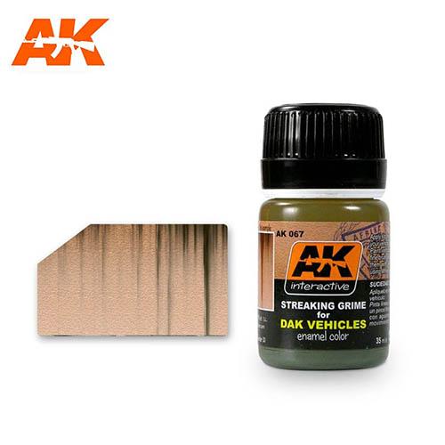 AK Interactive AK067 Weathering Streaking Grime for Afrika Korps Vehicles - 35mL Enamel Paint for Tank & Military Model Kits - Perfect for Realistic Rust & Dirt Effects on Scale Models