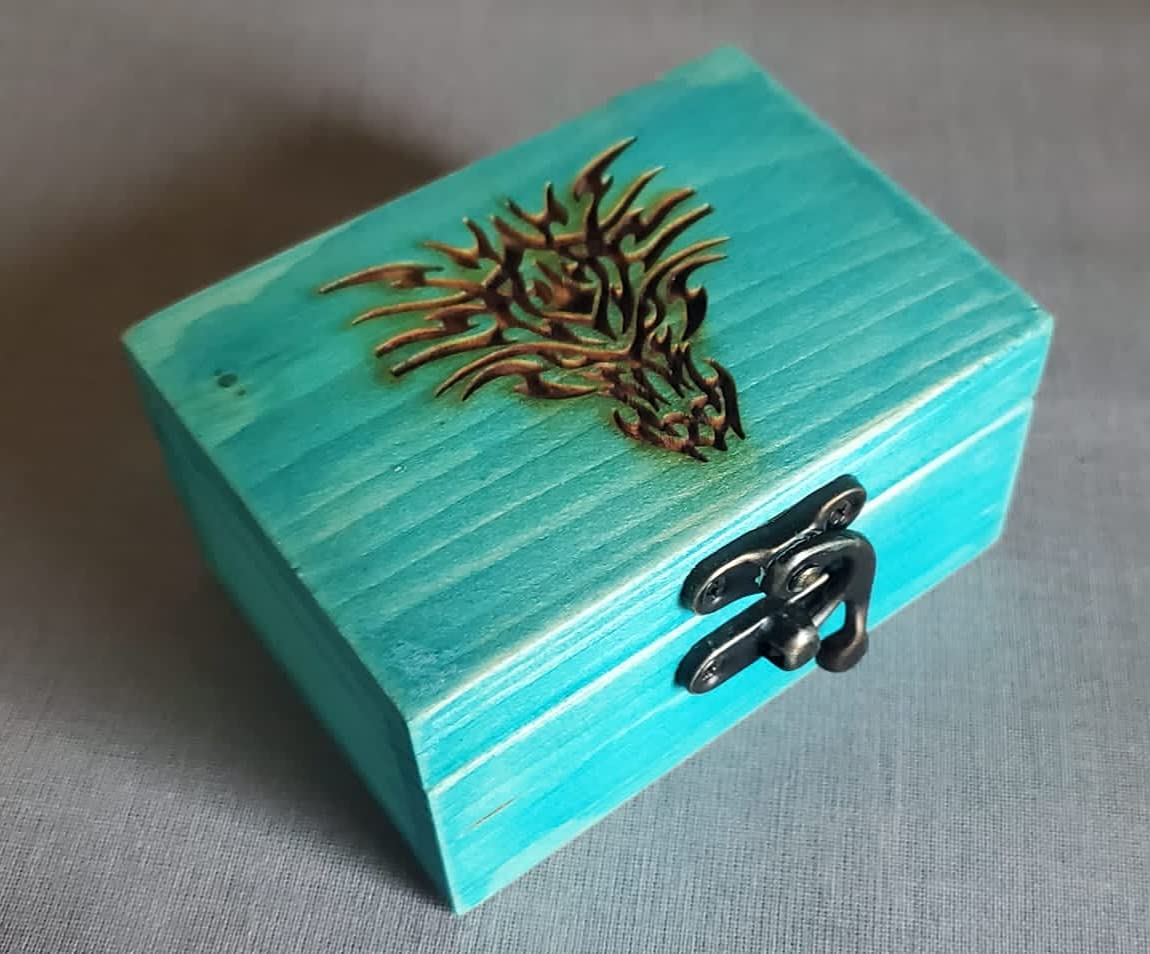 RK Collections Distressed Wooden Jewelry Box with Tree of Life Design - Handcrafted Keepsake Storage for Necklaces, Rings & Trinkets - Perfect Gift for Women (Birthday, Christmas, Wedding) - Elegant Home Decor & Jewelry Organizer (Dragon Theme)