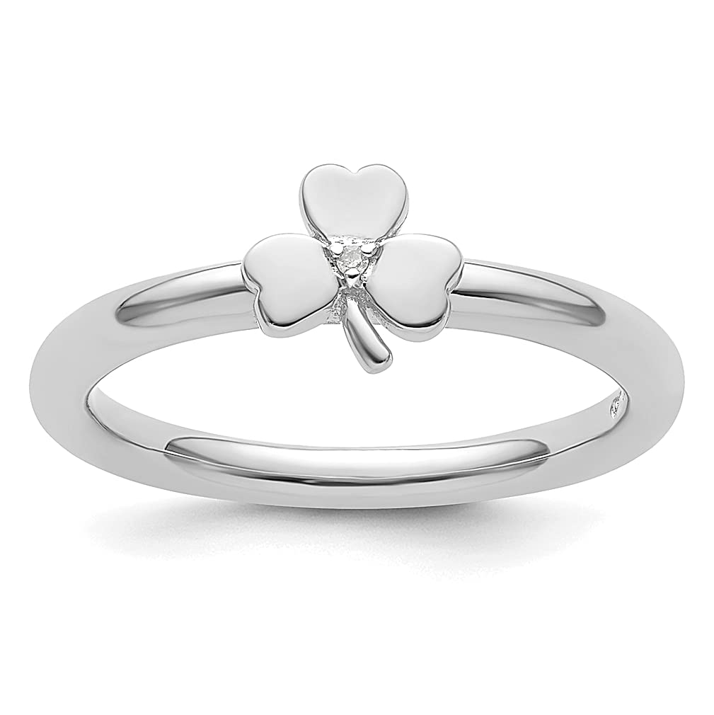 925 Sterling Silver Diamond Clover Band Ring - Stackable Good Luck Jewelry for Women, Dainty Gift for Her - Perfect for Everyday Wear, Special Occasions & Birthday Gifts