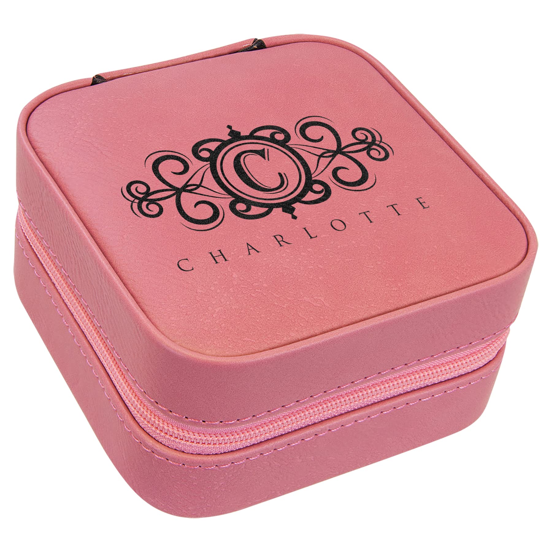 Custom Engraved Pink Jewelry Box for Women - Personalized 'Amelia' Laserable Leatherette Jewelry Case | Perfect for Travel, Party Gifts & Jewelry Storage