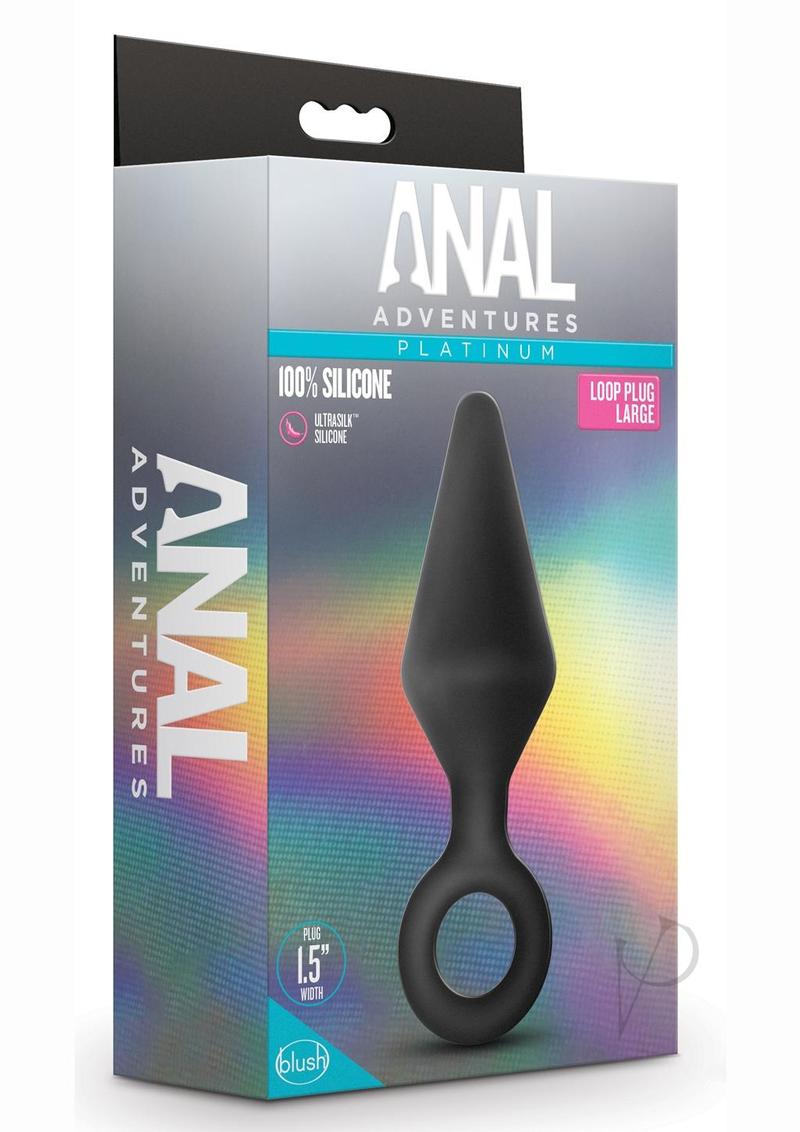 Anal Adventures Platinum Loop Plug - Large Black Silicone Butt Plug for Anal Play - Perfect for Beginners & Advanced Users - Comfortable & Safe for Solo or Couple Use