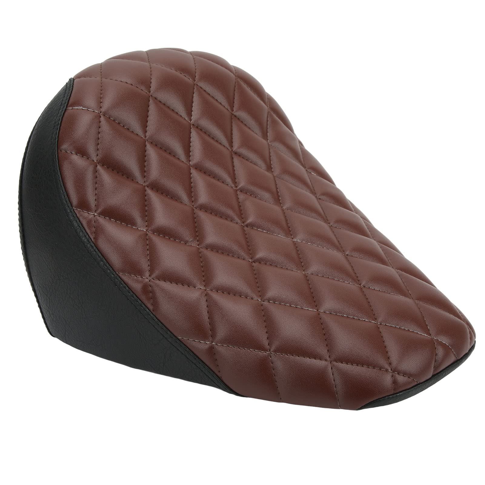 Aramox Motorcycle Front Cushion Seat - Brown Artificial Leather Diamond Stitched Solo Saddle Seat, Comfortable Replacement for Indian Scout Bobber Twenty Sixty - Perfect for Long Rides & Cruising