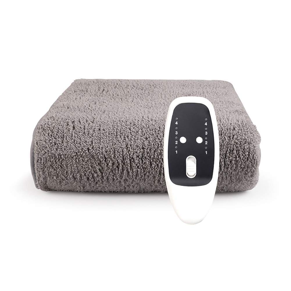XBSLJ Electric Heated Blanket - 180x150cm Queen Size with Overheat Protection & 4 Temperature Settings - Soft Gray Warming Blanket for Winter Bed, Couch & Office Use - Machine Washable Electric Underblanket
