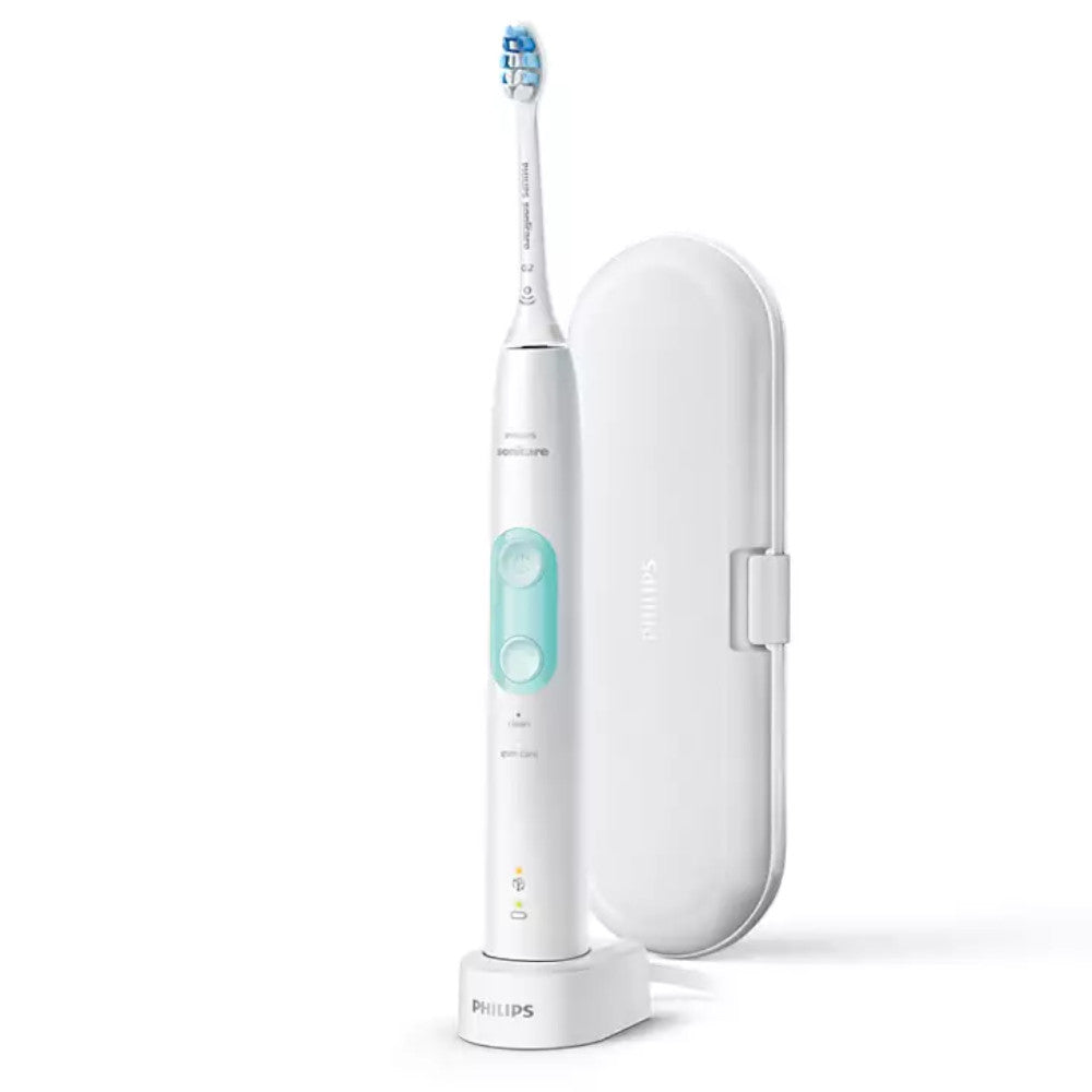 PHILIPS HX6827/11 Sonicare Protective Clean 4500 Sonic Electric Toothbrush with 3 Modes, White - Perfect for Travel & Daily Oral Care