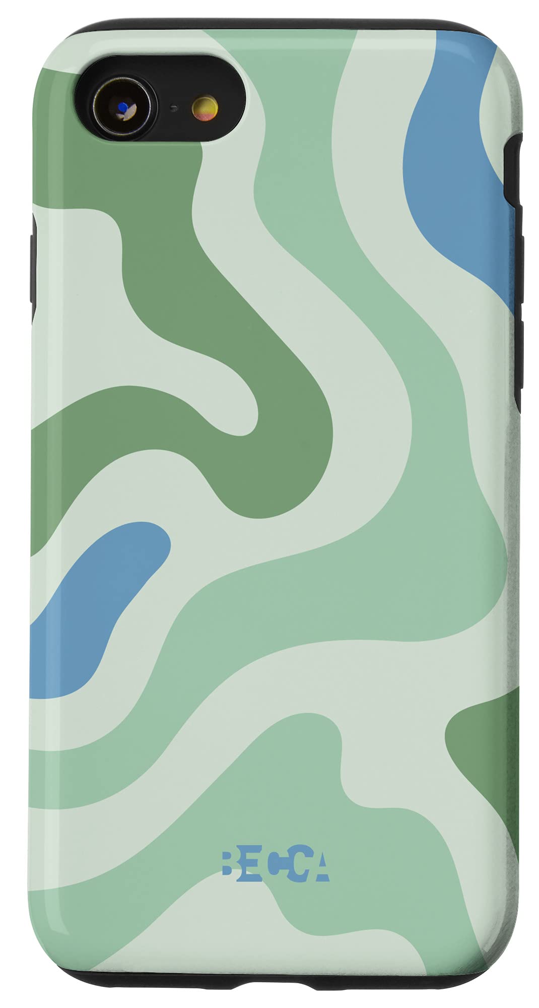 iPhone SE (2020) / 7 / 8 Sage Green Retro Liquid Swirl Abstract Pattern Blue Phone Case - Stylish Protection for Everyday Use