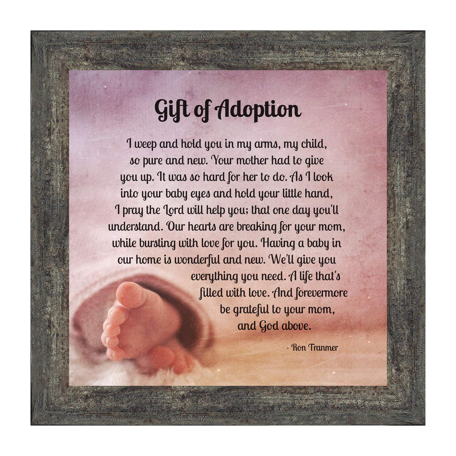 Crossroads Home Décor Adoption Picture Frame with Poem - 8697BW - Perfect for Baby Showers, Adoption Announcements & Family Keepsakes