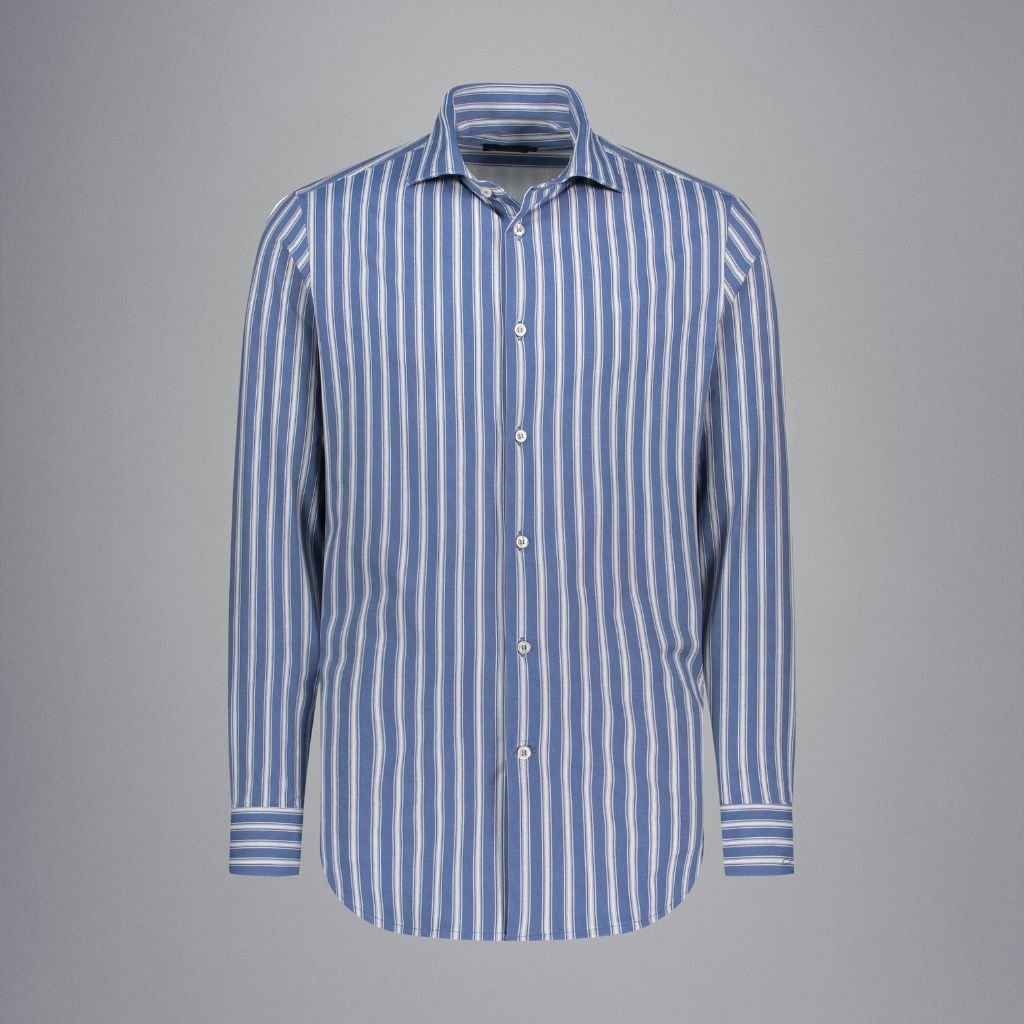 PAUL & SHARK Men's Striped Travel Shirt - Lightweight Wrinkle-Resistant Button Down for Business Trips & Vacations