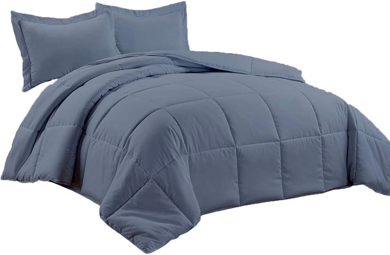 All Season Super King Size Down Alternative Comforter - Soft Quilted Duvet Insert with Corner Tabs - Winter & Summer Warm Fluffy Bedding - 120
