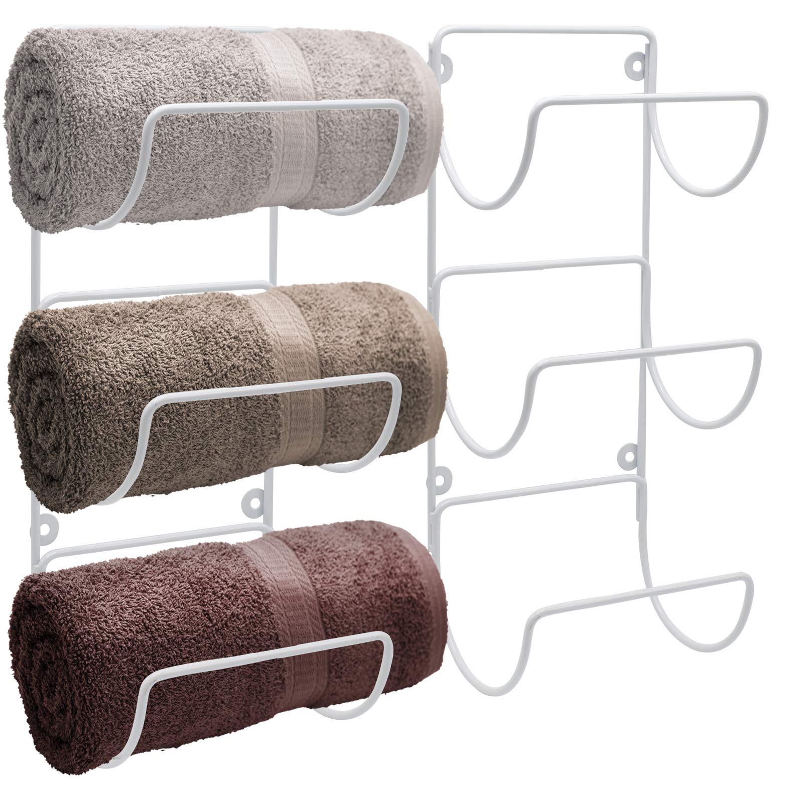 Sorbus 6-Tier Wall Mounted Towel Rack - Space Saving Bathroom Organizer for Rolled Towels, Washcloths & Linens - White Hanging Shelf for Bathroom, Spa, Salon - Perfect for Small Spaces & Luxury Bathroom Decor