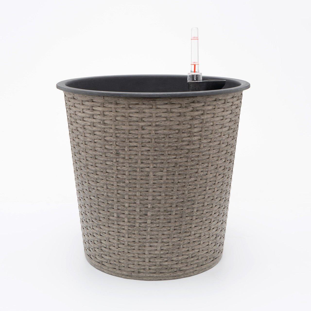 CATLEZA Round Wicker Planter Basket - Natural Rattan Flower Pot for Indoor Outdoor Plants, Home Garden Decor - Perfect for Patio, Balcony, Living Room & Office Decor
