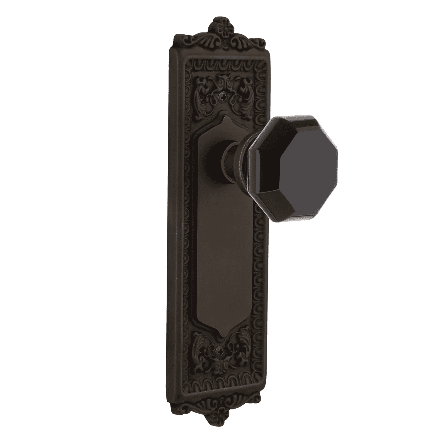 Oil Rubbed Bronze Egg & Dart Long Plate with Black Waldorf Knob - Elegant Cabinet Hardware for Kitchen, Bathroom & Furniture Upgrade