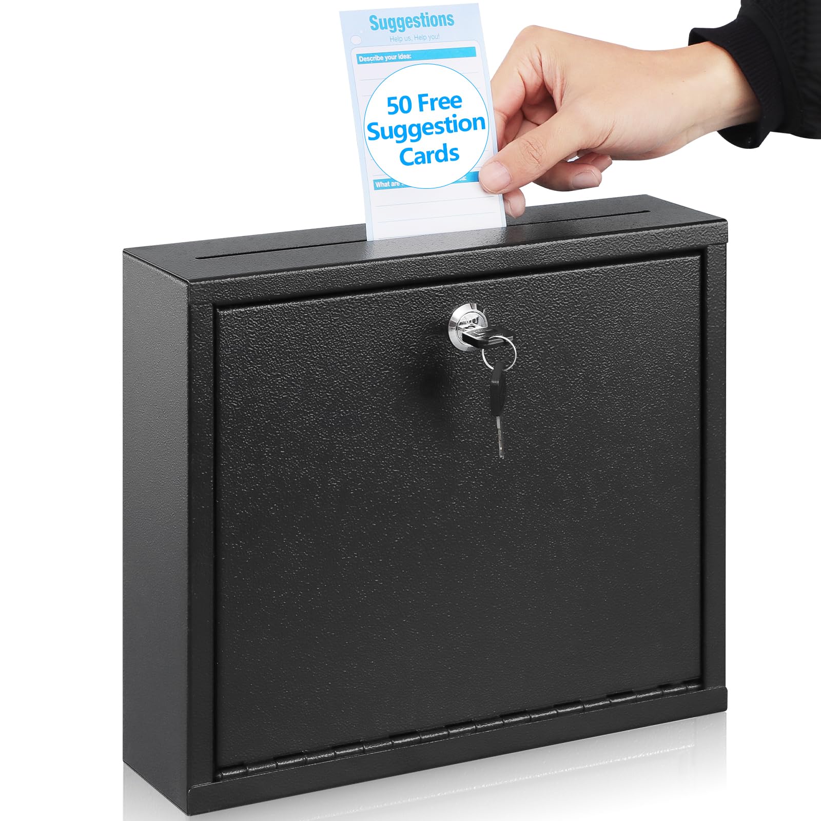 Secure Wall-Mounted KYODOLED Suggestion Box with Lock & Key - Office Mailbox, Key Drop Box, Ballot Box & Donation Box (Includes 50 Free Suggestion Cards) - 3