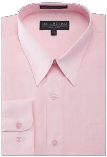 Daniel Ellissa DS3001 Convertible Cuff Basic Dress Shirt for Men - Pink | Formal & Business Attire | Office Wear & Special Occasions