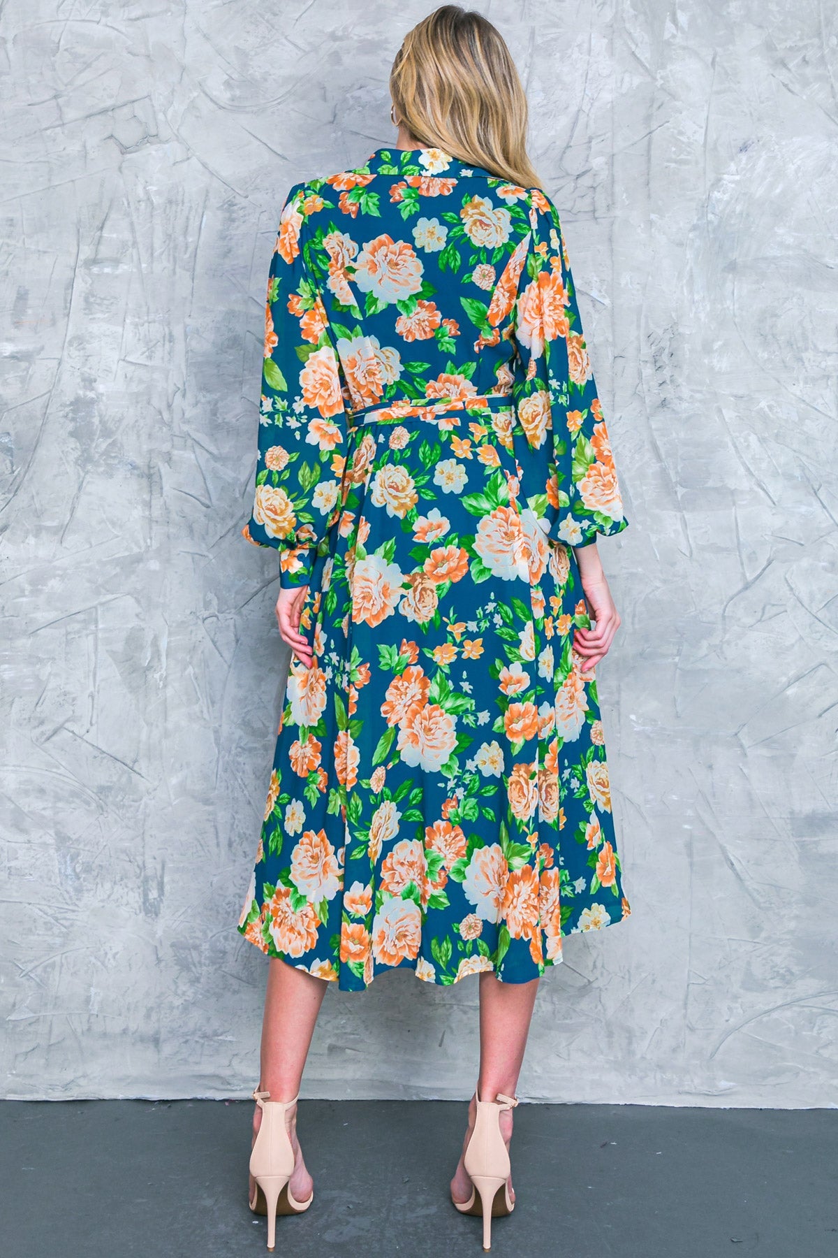 BUBBLY BLISS Woven Midi Shirt Dress for Women - Casual Summer Floral Print Button Down Shirt Dress for Beach, Office & Date Night