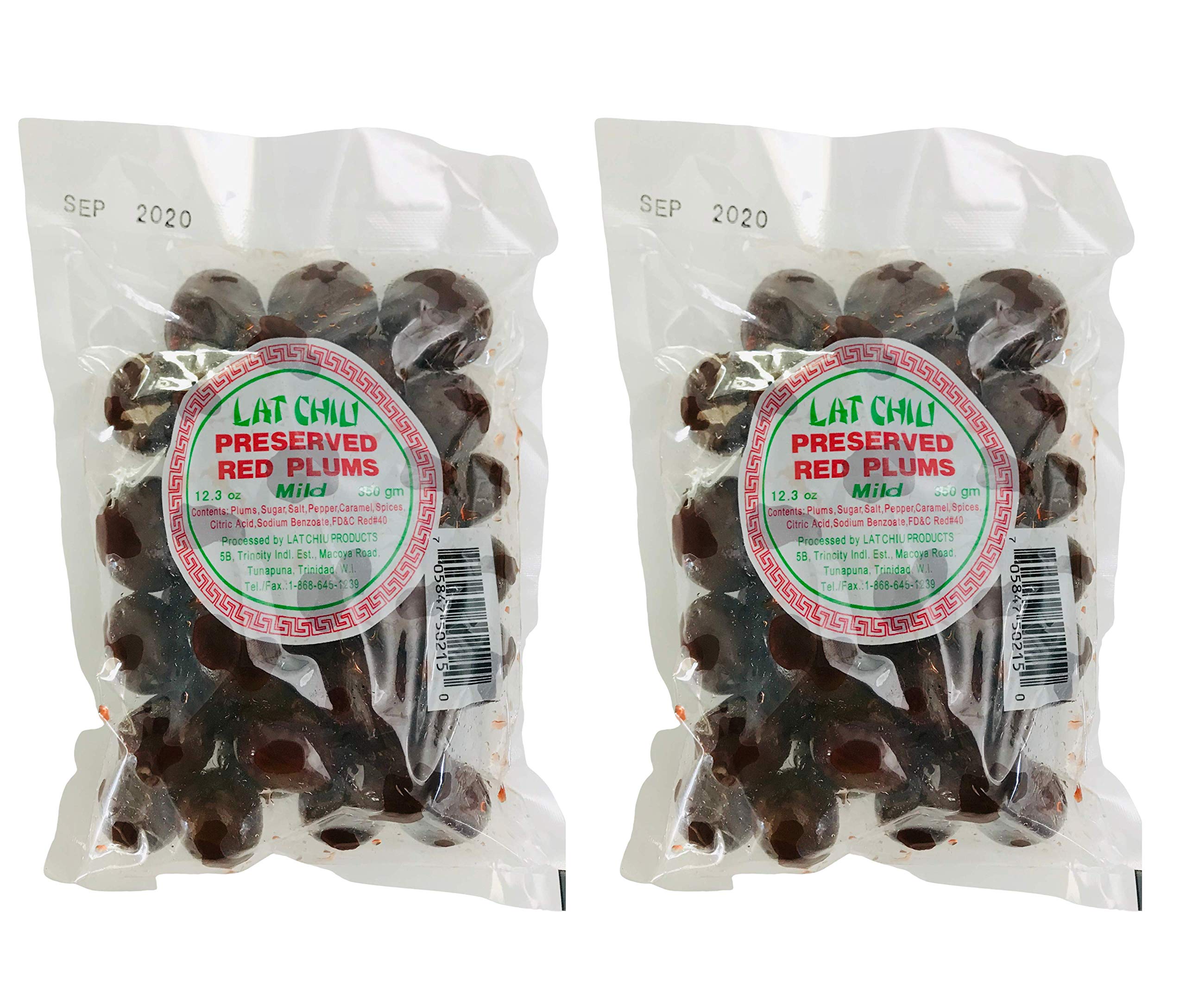 Lat Chiu Preserved Red Plums (Mild) - Authentic Trinidad & Tobago Snacks, 2 Pack | Sweet & Tangy Dried Fruit for Snacking, Gift Giving & Caribbean Cuisine