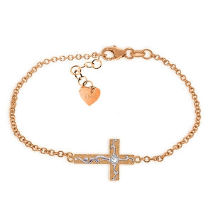 0.05 Carat 14K Solid Rose Gold Cross Bracelet with Natural Diamond - Elegant Religious Jewelry for Women, Perfect for Gifts, Church, Weddings & Everyday Wear