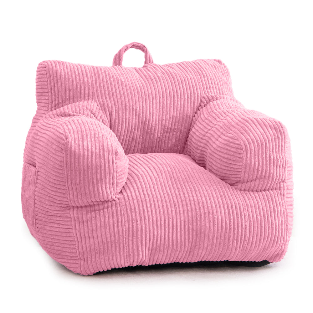 MAXYOYO Kids Bean Bag Chair - Soft Corduroy Bean Bag Couch with Armrests for Children's Room, Nursery & Playroom (Pink) - Perfect for Reading, Gaming & Relaxing