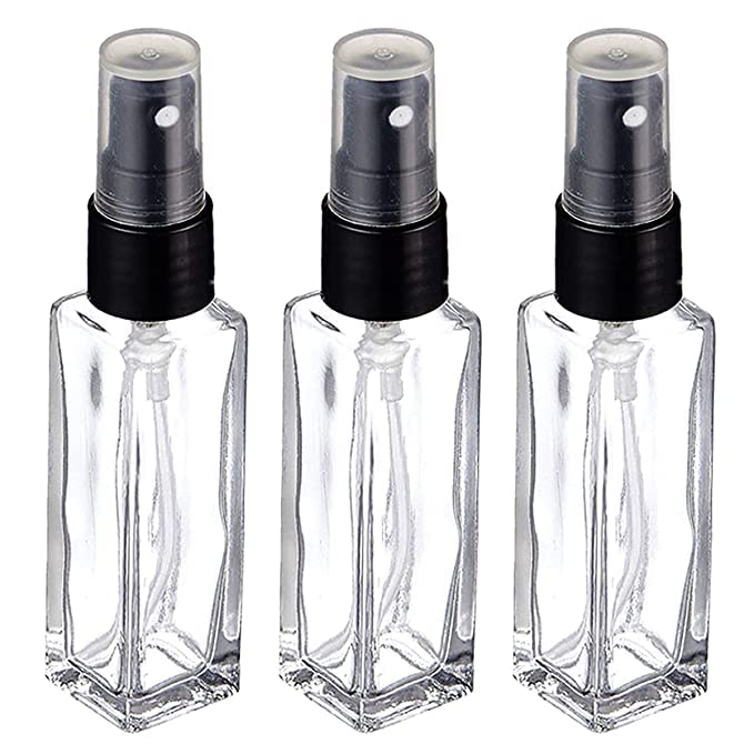 8ML Mini Square Glass Bottles with Black Mist Spray & Cap - Perfect for Perfume, Essential Oils, Blends, Aromatic Water & Beauty Products (3-Pack) - Ideal for DIY, Travel & Home Fragrance Solutions