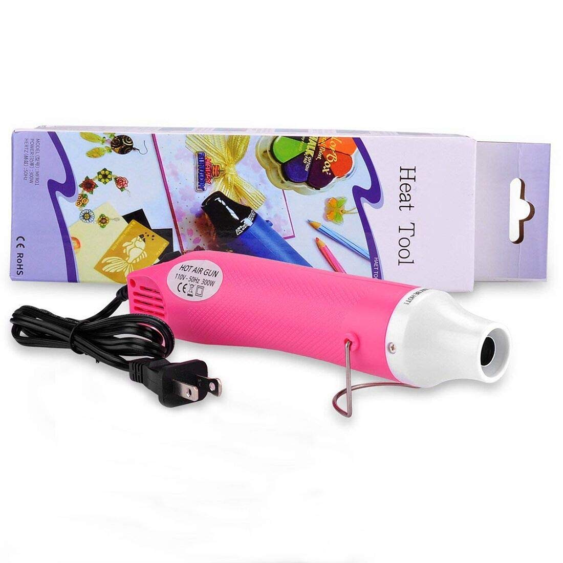 Mini Heat Gun for Crafts - Handheld Hot Air Gun with Dotting Tool, Multi-Purpose Embossing Tool for DIY, Jewelry Making & Home Repairs (Pink) - Perfect for Resin Art, Shrink Wrapping & Electronics Repair
