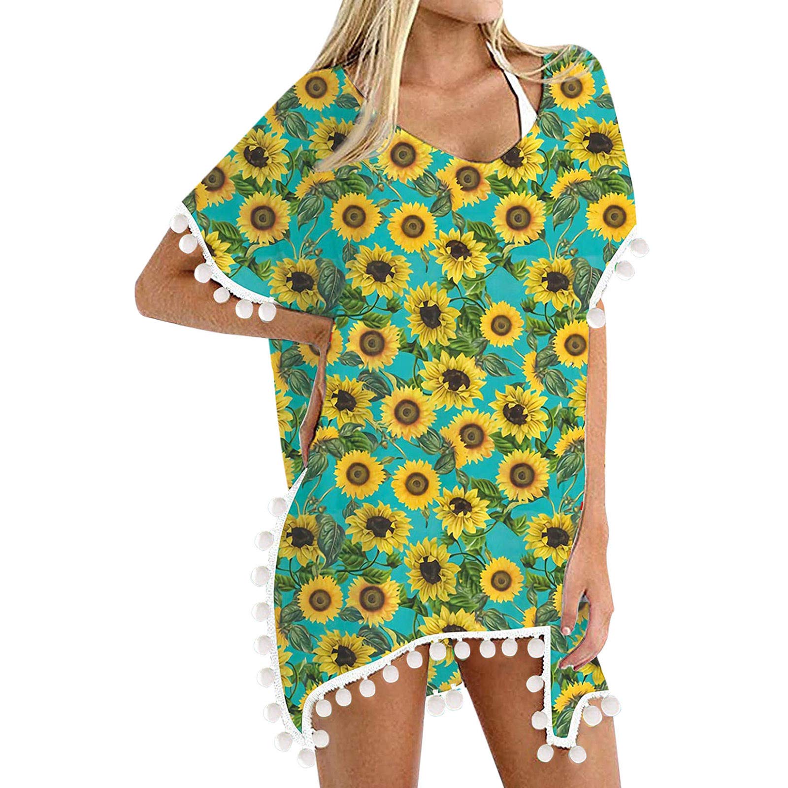 JPGIF Women's Floral Print Chiffon Swimsuit Cover Up - Lightweight Beach Dress for Pool, Vacation & Summer Outfits