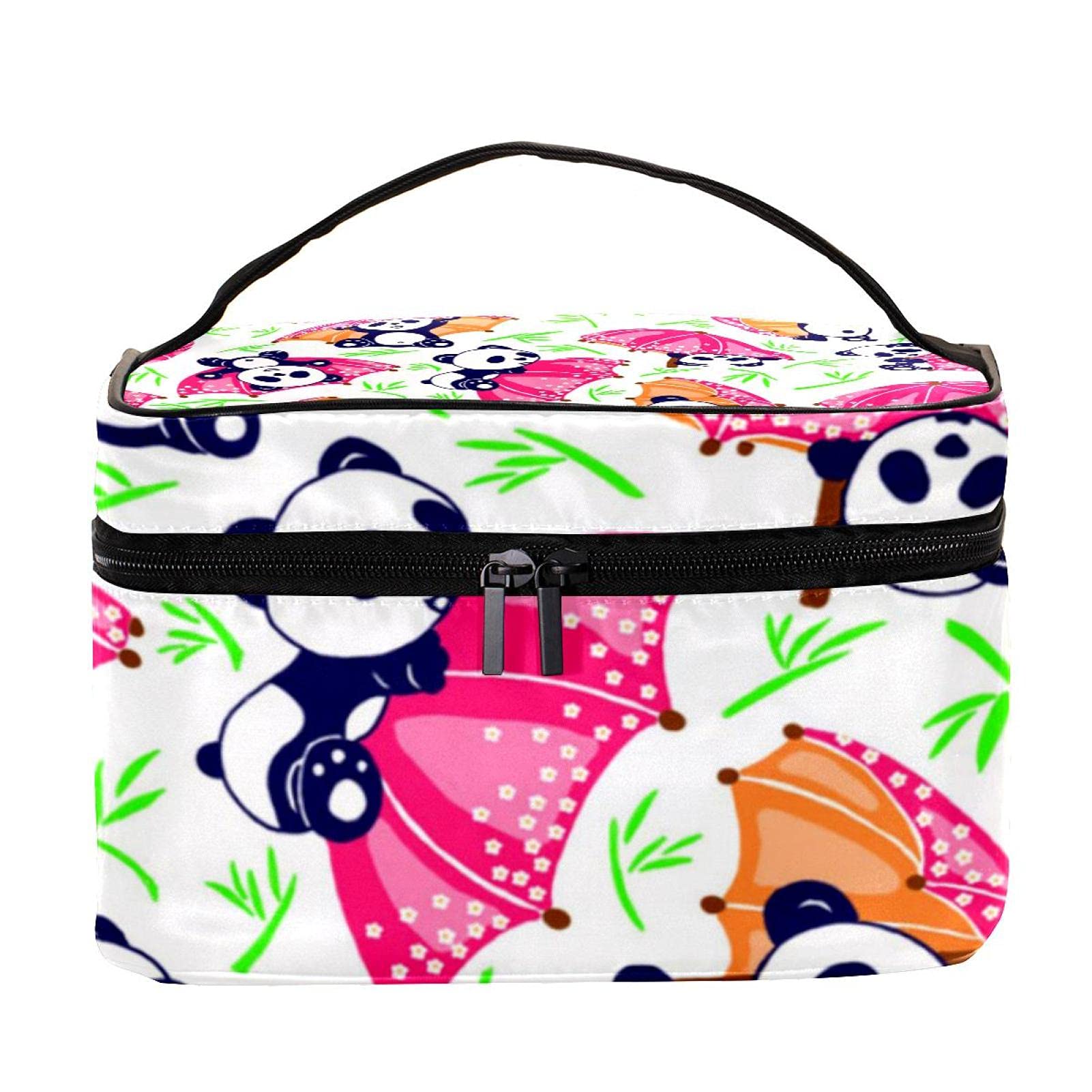 Waterproof Panda Umbrella Pattern Large Travel Makeup Bag - Cute Cosmetic Organizer with Zipper for Women & Girls | Perfect for Vacation, Gym, and Daily Essentials Storage