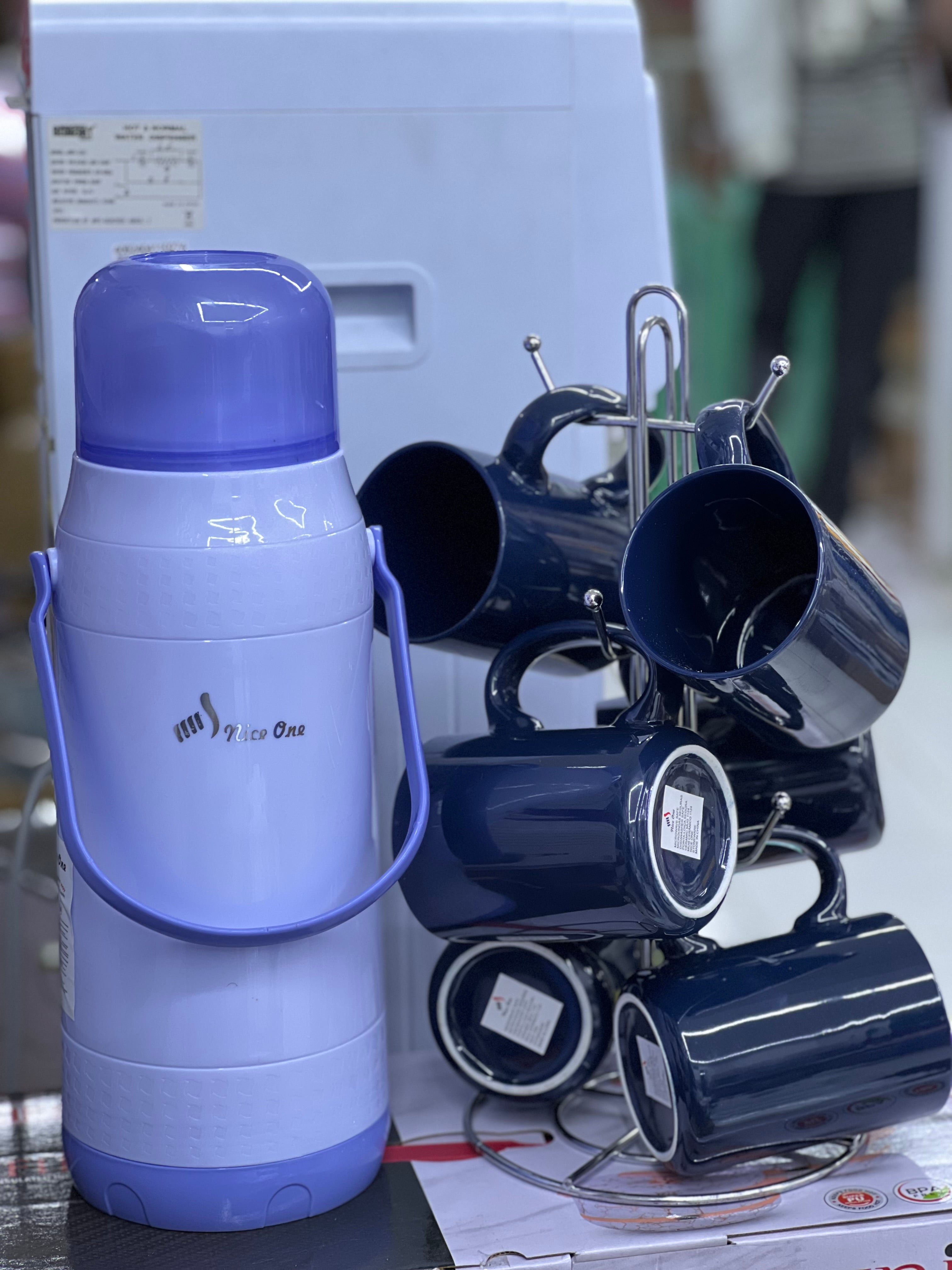 Premium Stainless Steel Thermos & 6 Insulated Travel Mugs Set - Keep Drinks Hot/Cold for Hours - Perfect for Office, Camping, Hiking & Outdoor Adventures