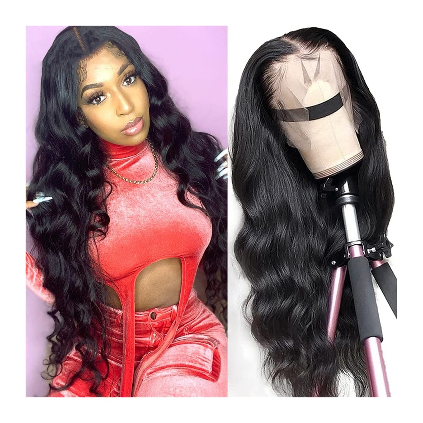13x6 Body Wave Lace Front Human Hair Wig for Black Women - 150% Density 4x4 Lace Closure Wig - Natural Looking Hair Replacement for Daily Wear, Parties & Special Occasions