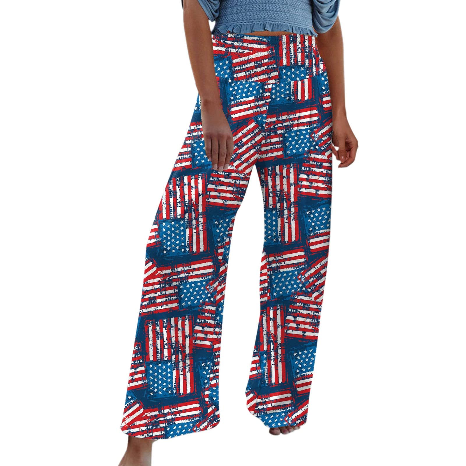 Women's Floral Printed Cotton Linen Wide Leg Palazzo Pants - High Waisted Loose Harem Pants with Pockets - Comfortable Summer Casual Wear for Beach, Yoga & Travel